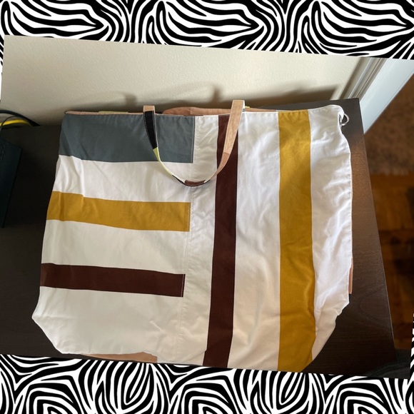 Vintage Modernism Geometric Print Large Canvas Tote - Picture 6 of 7